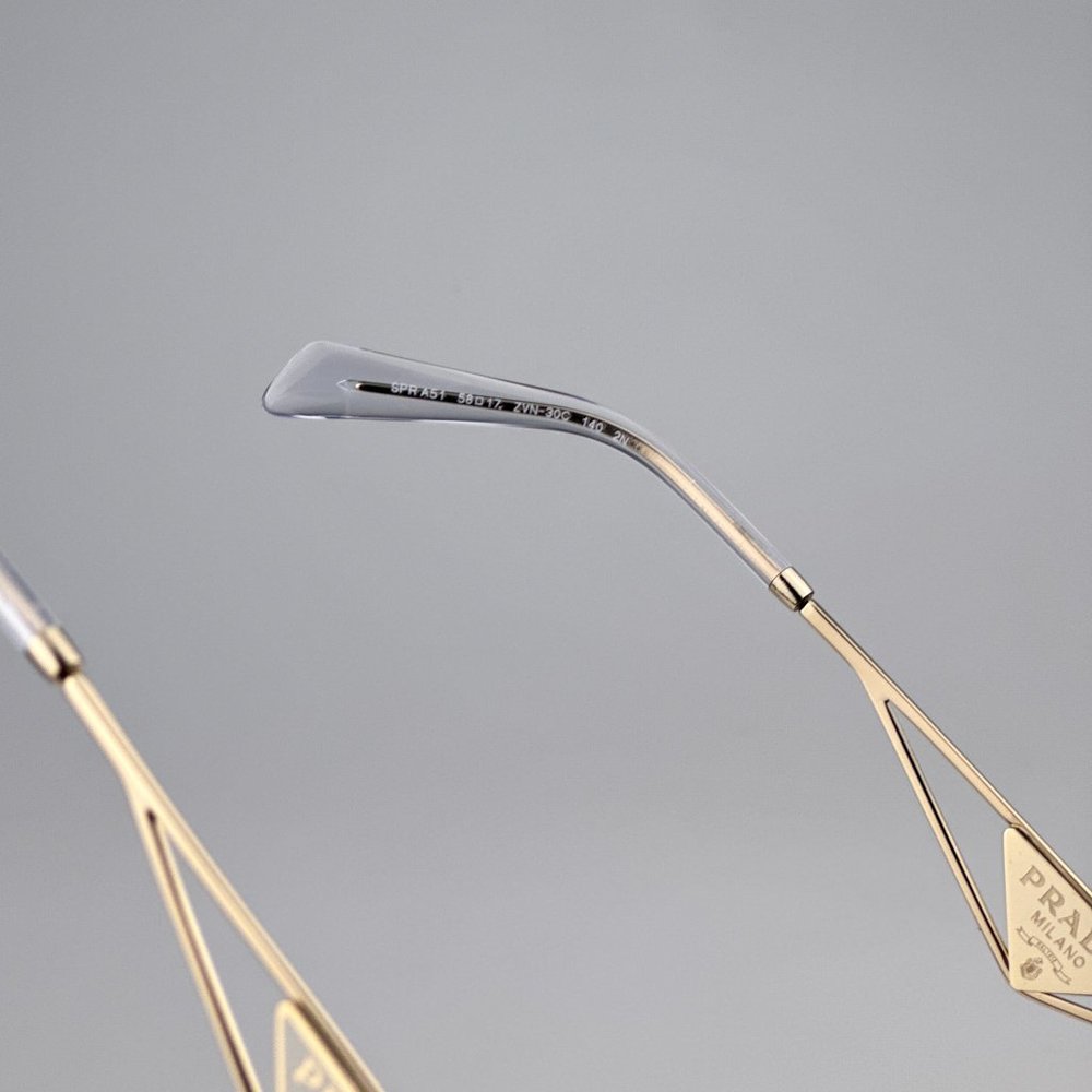 Prada PRA51S ZVN30C Sunglasses Pale Gold Gradient Blue Mirror Geometric Unisex - Picture 14 of 15
